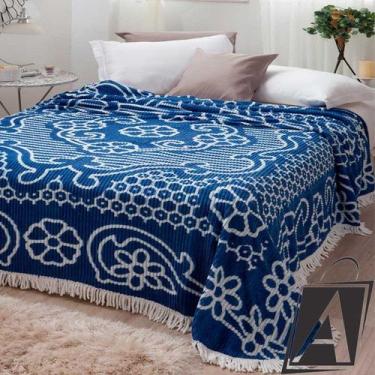 Imagem de Colcha Chenille Jolitex Casal Bruna Azul e Branco - Jolitex Ternille