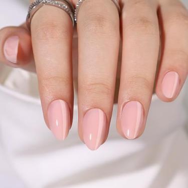Imagem de RTKHFZE Short Press On Nails - unhas postiças de gel macio rosa bebê com cola, ajuste perfeito, unhas adesivas reutilizáveis em 16 tamanhos - Kit de 32 peças de unhas postiças de gel