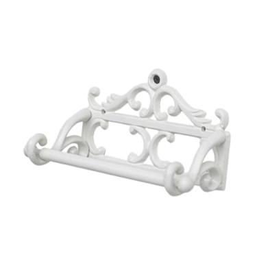 Imagem de IEUDNS Suporte de rolo de papel higiênico decorativo de ferro fácil de instalar, suporte de rolo de toalha retrô para cozinha, banheiro e banheiro, Branco