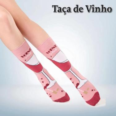 Imagem de Par de Meia Casual Cano Longo Divertida Feminina - Tamanho 34 a 39 - C