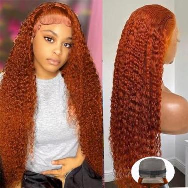 Imagem de Perucas frontais de renda DULTEV Ginger Orange Human Hair 180% de dens