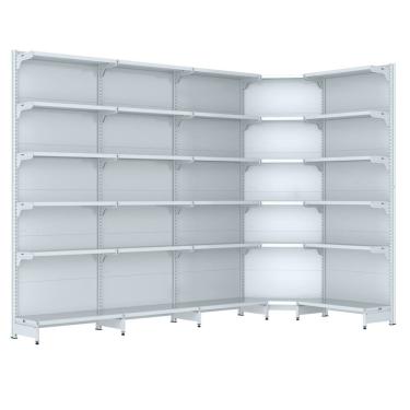 Imagem de Gondola Parede 202 Fit Farmacia Ate 4 M Bco 1 Canto Spe