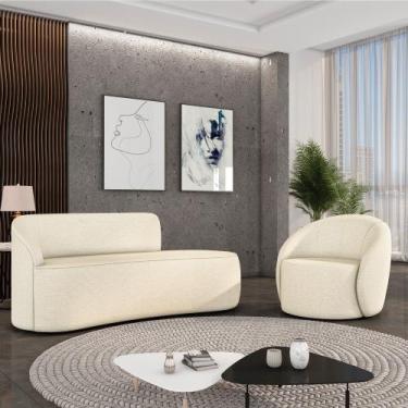Imagem de Sofá 3 Lugares Orgânico 180cm Morgan e Poltrona Lua Linho Bege D03 - D