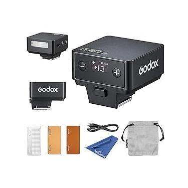 Imagem de GODOX Mini flash de câmera TTL iT20S – 700+ flashes, reciclagem de 1,5s, 6 níveis (potência 1/32-1/1), bateria de lítio embutida, difusor magnético e filtros, compatível com câmeras Sony (preto)