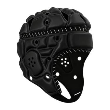 Imagem de Aymzbd Capacete de Rugby Masculino Feminino Acolchoado Macio Leve Boné Esportivo Capacete de Futebol para Futebol Americano de Bandeira Chapéu de Goleiro, Preto