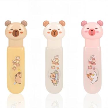 Imagem de PANDENNER Fita corretiva, mini caneta de fita de correção retrátil, com aplicador de capivara bonito e estético, para material de escritório de volta às aulas.
