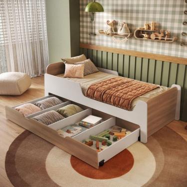 Imagem de Cama Infantil  Solteiro Mick com Baú Auxiliar em MDF Mobikasa