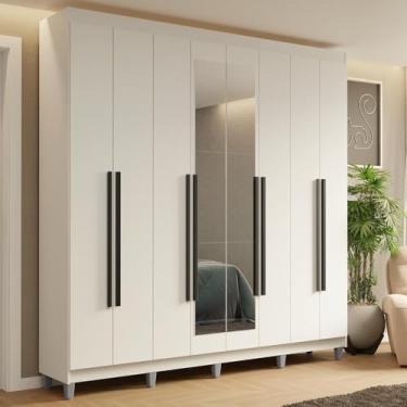 Imagem de Guarda-roupa Casal com Pés 8 Portas Batentes com Espelho Saturno Madesa