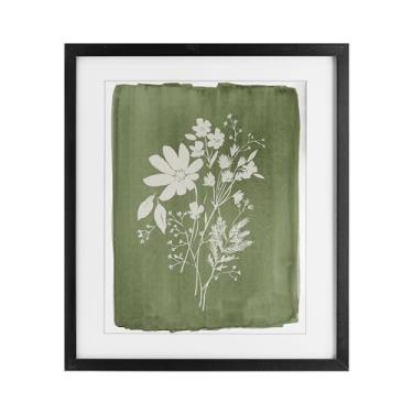 Imagem de Stupell Industries Flores silvestres em verde-oliva preto impressão emoldurada sob vidro, design por Stephanie Ryan, 21 x 17