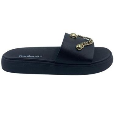 Imagem de Tamanco Papete Slide Moleca com Corrente Preto 5469154 - Preto 40-Feminino