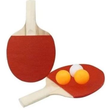 Imagem de Kit Ping Pong Tênis De Mesa 2 Raquetes 3 Bolas Suporte E Rede Completo