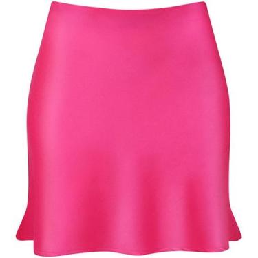 Imagem de Minissaia Reaowazo Satin Ruffle Bodycon, cintura alta, rosa vermelha