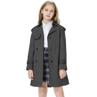 Imagem de Casaco impermeável Betusline Girls com peito duplo à prova de vento 7-
