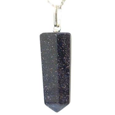 Imagem de Colar Pontinha Pedra Estrela Azul com Pino e Presilha em Prata 950 - C