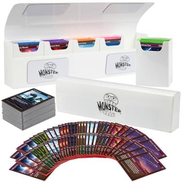 Imagem de Caixa de baralho rebitada com 5 compartimentos Hydra com fecho magnético - caixa de cartão comporta cinco baralhos - serve para todos os tamanhos padrão e menores MTG e TCGs - Branco