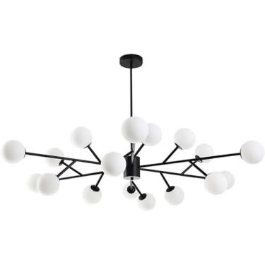 Imagem de Lustre Lustre Moderno Vidro Fosco Pendente Luz G9 Lustres Luminárias de Teto Preto e Dourado para Sala de Estar, Cozinha, Quarto, Sala de Jantar Decoração de Casa Lâmpada, 18 cabeças