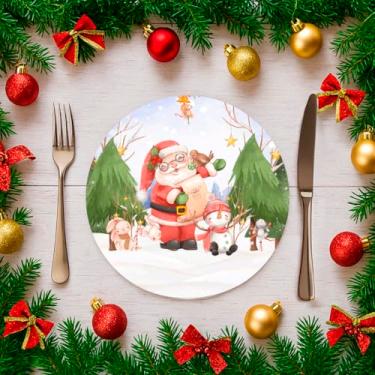 Imagem de Kit C/ 6 Capas Para Sousplat 35cm Natal Estampado Noel Mesa Posta (SNAT0097)