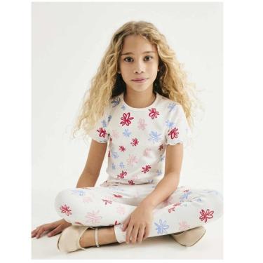 Imagem de Hering Kids Blusa Manga Curta Ribana Branca-Feminino