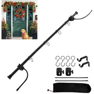 Imagem de Mosmgibox Guirlanda reutilizável para porta da frente com 4 ganchos e bolsa de armazenamento, suporte de guirlanda para moldura de porta, ajustável de 80 a 126 cm para porta única (80 cm - 126 cm)