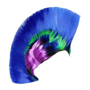 Imagem de simhoa Peruca punk de rua dos anos 80, peruca feminina e masculina de Halloween para cosplay, festa temática de Halloween, Azul