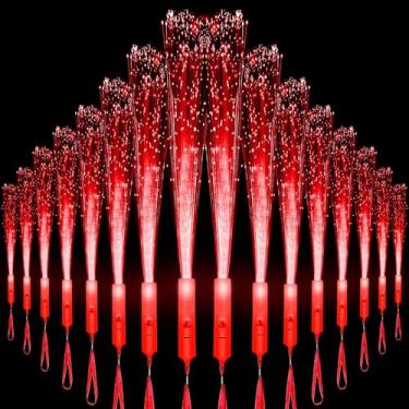 Imagem de U-MOJOK 27 PCS Fiber Optic Wands Glow Sticks, Light Up Fiber Optic Lights Rod with 3 Light Modes, Sparklers Fireworks Sticks for Wedding, Concerts, Halloween,Christmas,New Year Party (Red * 27)