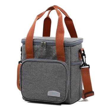 Imagem de Bolsa Térmica Lancheira Alça Transversal Multiuso Moderna Reforçada Fitness Academia Trabalho Cinza