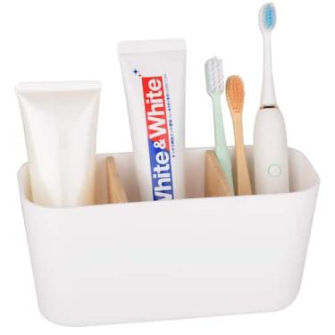 Imagem de Suporte de escova de dentes Heagoale Bamboo com 3 ranhuras para banhei