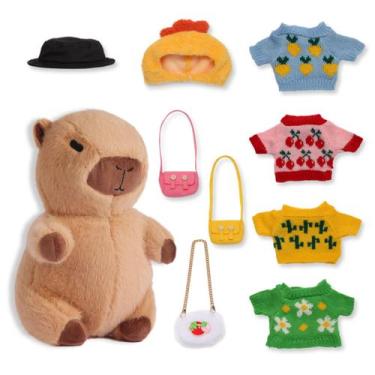 Imagem de Brinquedo de pelúcia Capivara Actrick Cute com 9 roupas e acessórios d