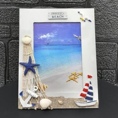 Imagem de Porta Retrato Decorativo Náutico Marítimo Em Madeira De 5x7 Barco - Ge