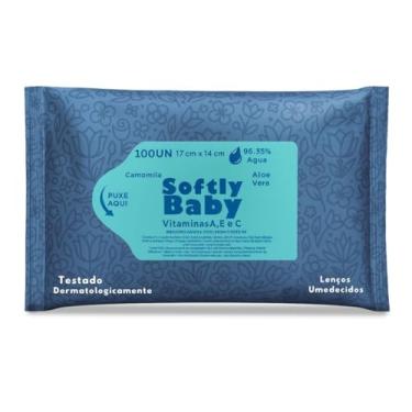 Imagem de 100Un Lenço Umedecido Baby Softly - Com Vitaminas A e C, Aloe Vera e Camomila - Suave e Hipoalergênico para Bebês (1 Pacote)