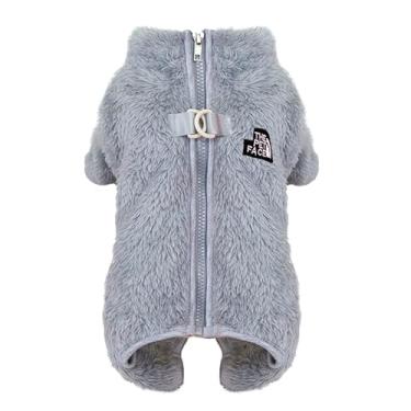 Imagem de Izefia Suéter de cachorro roupas roupas de lã suéter de lã macacão de inverno quente camisa de moletom 4 pernas pijama moderno padrão de rosto de animal de estimação suéter para cachorro pequeno médio