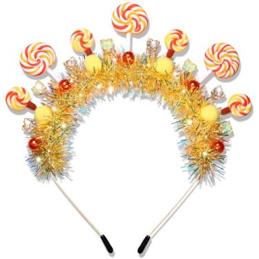 Imagem de NVENF Tiara de doces acessórios de fantasia de pirulito de bengala doce de Natal, fantasia de Halloween para mulheres, meninas, lembrancinhas de festa de aniversário, presentes (padrão I)