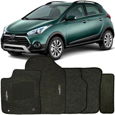 Imagem de Tapete Carpete Hb20X 2013 à 2019 Grafite Logo Bordado Jogo 5 Peças Personalizado Automotivo