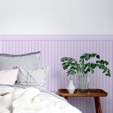 Imagem de Papel Meia Parede Ripado Decorativo – Revestimento Adesivo Estilo Madeira Ripada (Lilas)