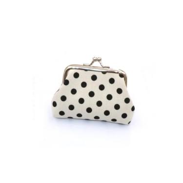 Imagem de Bolsa de moedas branca com fecho de metal de bolinhas – Organizador bonito e compacto para moedas e itens essenciais pequenos, Branco, Tendência