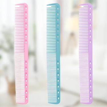 Imagem de Generic Conjunto de 3 peças de pente de cabeleireiro de fibra de carbono - rosa, azul, roxo - resistente ao calor - dentes finos - unissex adulto