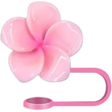 Imagem de Capas de palha de flor de 10 mm para copo Stanley, topo de palha de flor, capa de canudo de silicone protetor de tampões à prova de poeira, pontas de palha de flor, tampa de poeira para acessórios de
