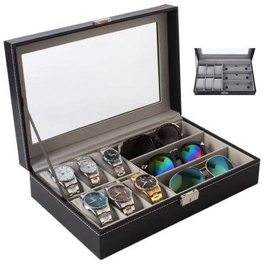 Imagem de Porta Relogio Oculos de Sol Pulseira Estojo Luxo Expositor Caixa Organizador Armario Penteadeira Mesa Resistente Seguro