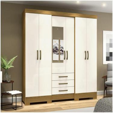 Imagem de Guarda Roupa Casal 06 Portas 03 Gavetas Mentor Briz Nature Off White