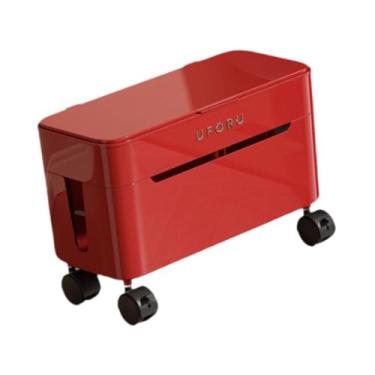 Imagem de KiBcsLic Caixa de gerenciamento de cabos, estojo para armazenamento de fios com furos, carregadores, organizador de cabos de mesa à prova de poeira, ocultador, Vermelho