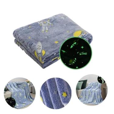 Imagem de Manta Brilha No Escuro Cobertinha Macia Infantil Estrela Ceu Flurorescente Dinossauro Astronauta Meninos