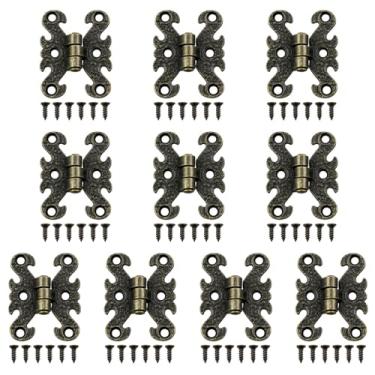 Imagem de XZW 12 peças de caixa de madeira pequena dobradiça mini dobradiças antigas dobradiças retrô em forma de H adequadas para caixas de madeira retrô, caixas de ferramentas, caixas de joias, etc