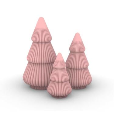 Imagem de Mini Árvore de Natal Decorativa – Kit 3 Unidades Modernas para Mesa, Sala e Bandeja(Rosa bebê)