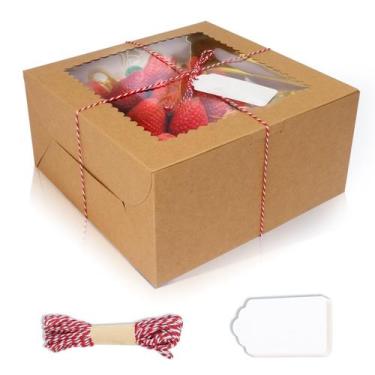 Imagem de Caixas de bolo DOYIDE, 20 unidades, 25 x 25 x 13 cm, papelão marrom co