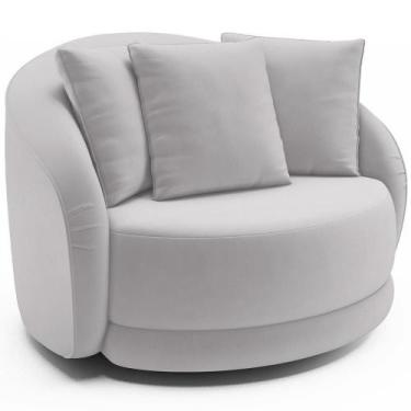 Imagem de Poltrona Decorativa Base Giratória Witta M03 Veludo Cinza - Lyam Decor
