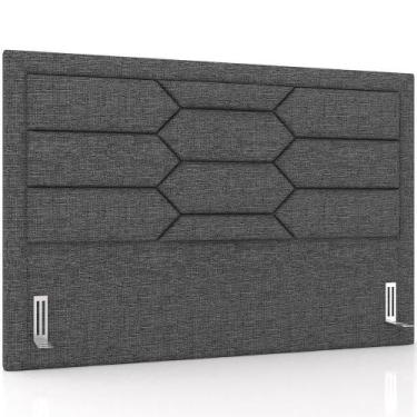 Imagem de Cabeceira Cama Box King 195cm Estofada Nora P05 Linho Cinza Escuro - L