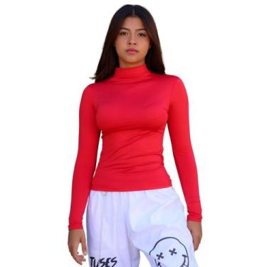 Imagem de Blusa Segunda Pele Manga Longa Gola Alta Básica Casual Tecido Suplex -