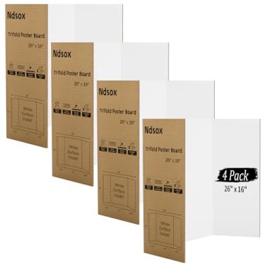 Imagem de Ndsox Pacote com 4 cartazes de 66 cm x 40 cm, branco, com três dobras, tamanho médio, papelão ondulado, tripla, cartazes para apresentações de negócios, exibições de eventos, exposições de arte
