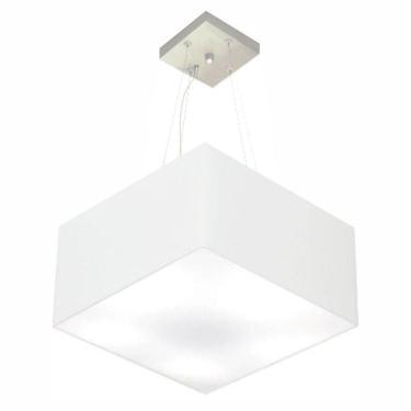 Imagem de Lustre Pendente Quadrado Vivare Md-4195 Cúpula Em Tecido 25/40x40cm - Bivolt Branco 127/220v