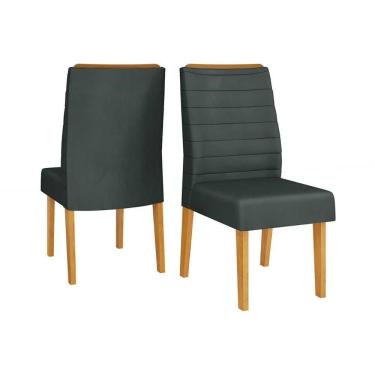 Imagem de Kit 2 Cadeiras Sala Jantar Ondina 2 Un Cedro Suede Lunar Grafite